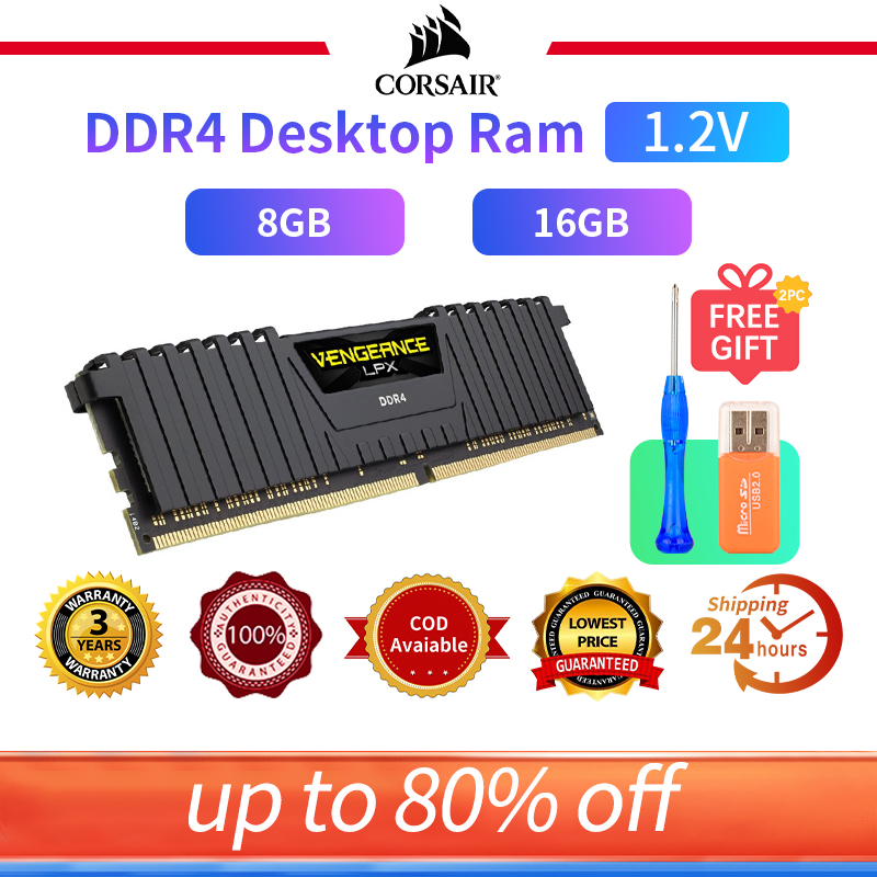 24H Ship COD 8GB 16GB DDR4/2666 RAM PC (แรมพีซี) CORSAIR VENGEANCE LPX (CMK8GX4M1A2666C16) Warranty 