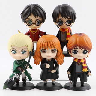 โมเดลฟิกเกอร์ PVC อนิเมะ Harry Potter Harry James Potter Ronald Billius Weasley Hermione Jane Granger Q Version ขนาด 10 ซม. 5 ชิ้น ต่อชุด