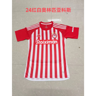 เสื้อกีฬาแขนสั้น ลายทีมชาติฟุตบอล Olympiakos 23 24 ชุดเหย้า คุณภาพสูง สําหรับผู้ชาย