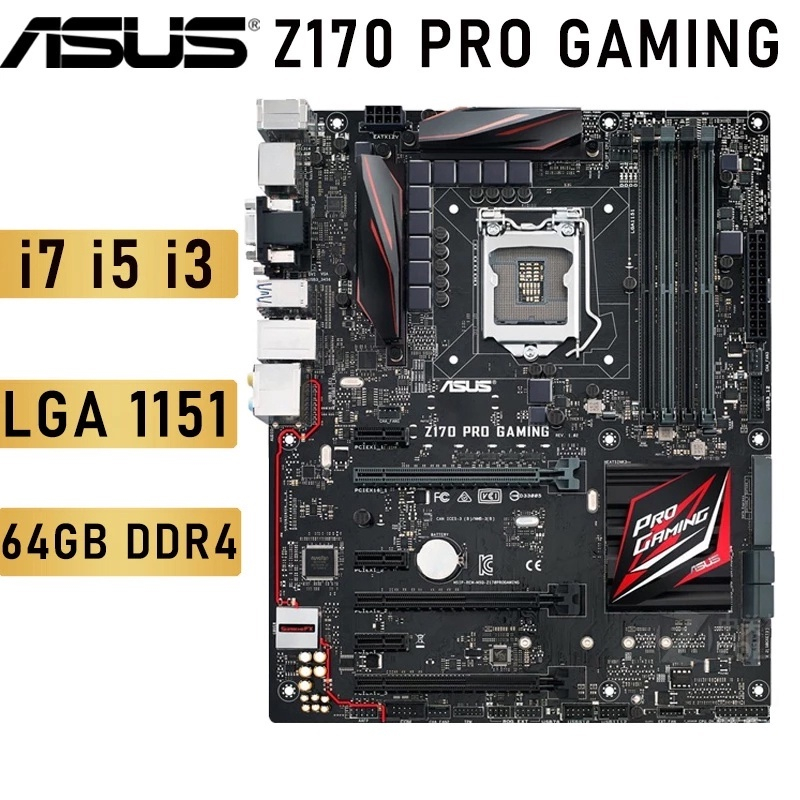 ASUS H170 PRO GAMING Z170 PRO GAMING Intel H170 LGA 1151 เมนบอร์ดพีซีเดสก์ท็อป DDR4 64G