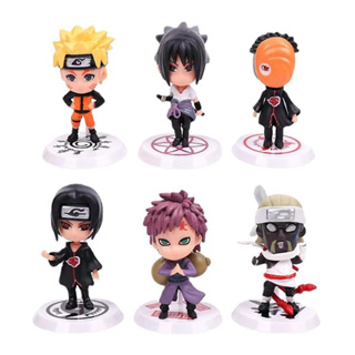 โมเดลฟิกเกอร์ PVC อนิเมะนารูโตะ Uzumaki Naruto Hatake Kakashi Haruno Sakura Uchiha Sasuke Jiraiya Gaara Q Version ขนาด 7 ซม. ของเล่นสําหรับเด็ก 6 ชิ้น ต่อชุด