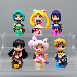 โมเดลฟิกเกอร์ PVC อนิเมะเซเลอร์มูน Tsukino Usagi Chibiusa Sailor Mars Q Version ขนาด 11 ซม. 6 ชิ้น ต่อชุด