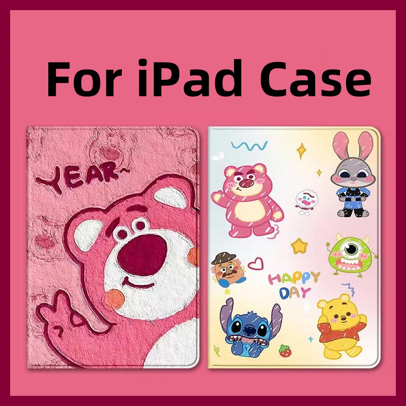 【Lotso &amp; Winnie the Pooh】For เคสไอแพด ลายการ์ตูน iPad 10.2 Gen9 Gen8 7th / iPad 2 3 4 / iPad Pro 9.7 Air1 Air2 / iPad Pro 10.5 / Mini 1 2 3 4 5 Smart Case