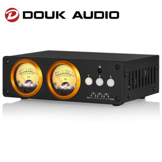 Douk Audio L3 3 in 1 RCA สวิตช์ 3 ช่องทาง สเตอริโอ ออดิโอลูป สวิตช์ พร้อมมิเตอร์ VU RCA เลือกกล่อง