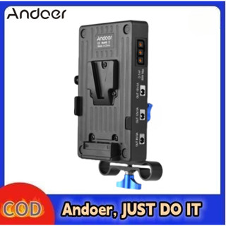 Andoer แผ่นอะแดปเตอร์แบตเตอรี่ V 65W PD ชาร์จเร็ว พร้อมแคลมป์ก้าน 15 มม. แขนปรับได้ เอาท์พุท DC 8V 12V 15V อุปกรณ์เสริม แบบเปลี่ยน