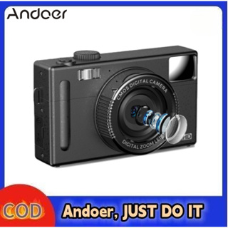 Andoer กล้องบันทึกวิดีโอดิจิทัล 1080P 48MP หน้าจอ TFT LCD 3.0 นิ้ว โฟกัสอัตโนมัติ ซูมดิจิทัล 16X กันสั่น ตรวจจับใบหน้ายิ้ม จับใบหน้า เพื่อความสวยงาม มีแบตเตอรี่แฟลชในตัว