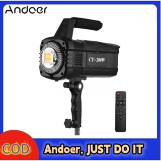 Andoer CY-100W ไฟสตูดิโอ LED 200W COB 3000-6000K หรี่แสงได้ CRI ≥95 สําหรับถ่ายภาพสตูดิโอ ไลฟ์สด กลางแจ้ง