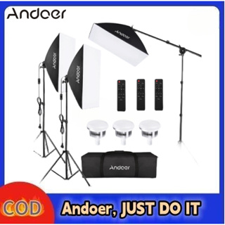 Andoer ชุดไฟซอฟท์บ็อกซ์ถ่ายภาพสตูดิโอ 85W 2800K-5700K ไฟ LED สองสี อุณหภูมิ 3 สี ซอฟท์บ็อกซ์ 50x70 ซม. 3 ขาตั้งไฟ 2 เมตร 3 รีโมตคอนโทรล 3 B