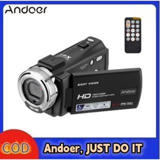 Andoer V12 กล้องบันทึกวิดีโอดิจิทัล Full HD 16X ซูมได้ 1080P พร้อมหน้าจอ LCD หมุนได้ 3.0 นิ้ว ใบหน้าตรวจจับใบหน้า 30 ล้านพิกเซล รองรับ Night Vision