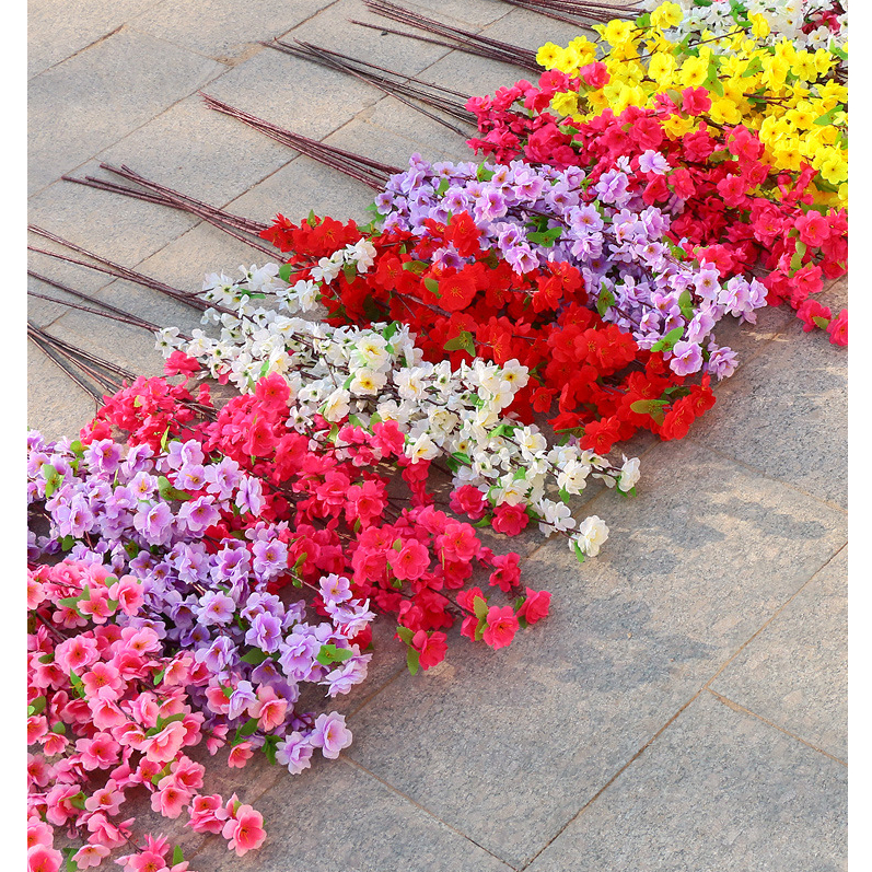 กิ่งซากุระปลอมขนาด 63 ซม. สำหรับทำ DIY ต้นเชอร์รี่ ดอกไม้ปลอม สำหรับตกแต่งบ้านในปีใหม่ ตกแต่งสวน ตกแต่งร้านความงาม