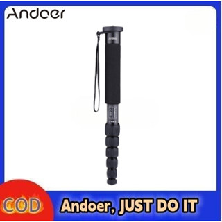 Andoer C-555 ขาตั้งกล้องคาร์บอนไฟเบอร์ 155 ซม. 5.1 ฟุต 6 ส่วน พร้อมกระเป๋าเก็บ โหลด 10 กก. / 22 ปอนด์ สําหรับกล้องวิดีโอ Stuido ถ่ายภาพ