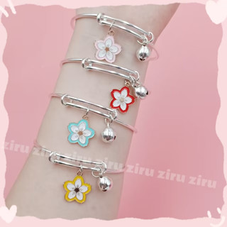 สร้อยข้อมือ โลหะผสม จี้ซากุระ สีชมพู สไตล์จีน เหมาะกับเป็นของขวัญ สําหรับเด็กผู้หญิง