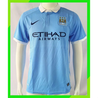 เสื้อกีฬาแขนสั้น ลายทีมแมนเชสเตอร์ซิตี้ 15 16 Manchester Citys AAA คุณภาพสูง สไตล์เรโทร