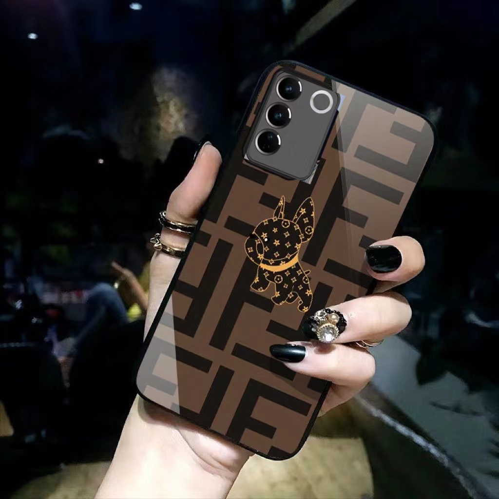 เคส Vivo V50 V40 V60 Y200 V27 V30 V40 Pro V29 V50 Lite V29E  Y100 V23E Y27 Y27S Y36 Y76 Y33S Y21 Y21T เคสโทรศัพท์มือถือแบบแก้ว กันกระแทก สีพื้น หรูหรา สําหรับ