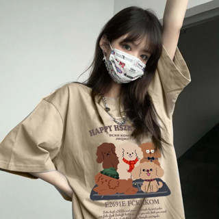 [L-4XL] เสื้อยืด แขนสั้น พิมพ์ลายการ์ตูน ทรงหลวม โอเวอร์ไซซ์ แฟชั่นฤดูร้อน