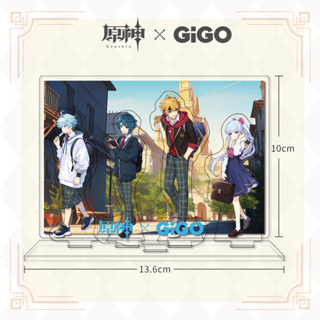 Genshin Impact GIGO Joint Brand Standee ประกอบด้วย Kamizato Ayaka, Toma, Chongyun, Xingqiu, CLHU