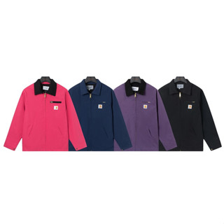 Carhartt Carhartt เสื้อแจ็กเก็ตลําลอง คอสี่เหลี่ยม มีซิป สีพื้น 5 สี แฟชั่นฤดูใบไม้ผลิ ฤดูใบไม้ร่วง
