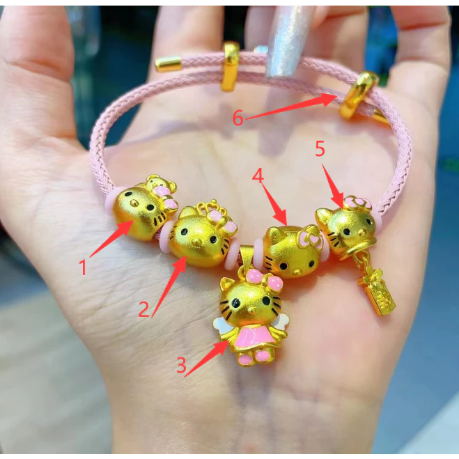 สร้อยข้อมือทรายถัก Kt Cat Hello Kitty สีทอง