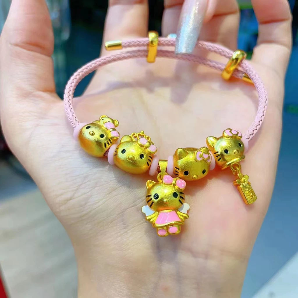 สร้อยข้อมือทรายถัก Kt Cat Hello Kitty สีทอง thumbnail 10