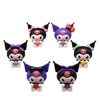 โมเดลฟิกเกอร์ PVC รูปการ์ตูนอนิเมะ Sanrio Kuromi Q Version Kawaii ขนาด 7.5 ซม. 6 ชิ้น ต่อชุด