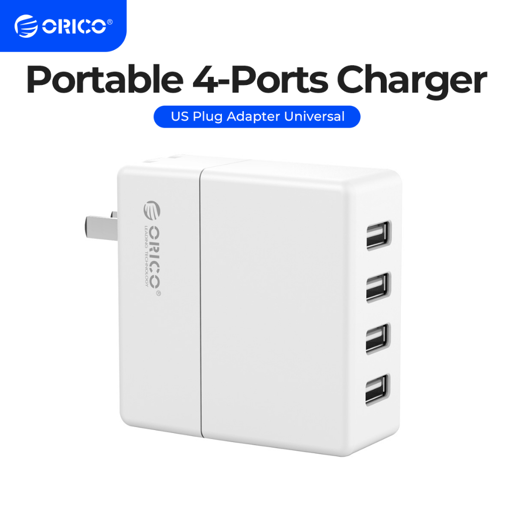 Orico Fast Charging 5V2.4A แบบพกพา 4 พอร์ตสมาร์ท USB Wall Charger โทรศัพท์ US ปลั๊กอะแดปเตอร์ (DCK)