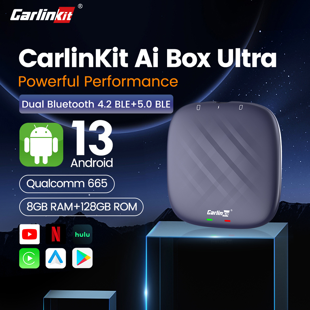 Carlinkit CarPlay Ai Box TBOX Ultra Android 13 8G + 128G อะแดปเตอร์เครื่องเล่น Qualcomm ไร้สาย 6125 8 Core Netflix Youtube IPTV 4G LTE