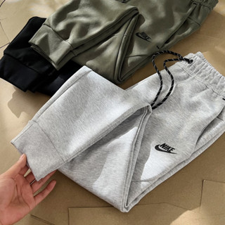 Ni-ke TECH FLEECE กางเกงกีฬา สีเทา สีเขียว สีดํา