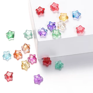 St.kunkka ลูกปัดแก้ว รูปดาวห้าแฉก 8 มม. 34 สี สําหรับทําเครื่องประดับ สร้อยข้อมือ สร้อยคอ DIY 10 ชิ้น