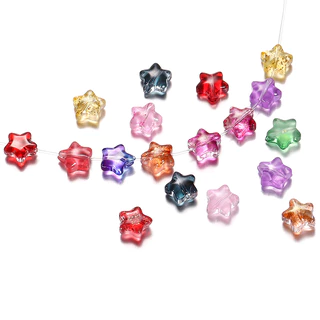 St.kunkka ลูกปัดแก้ว รูปดาวห้าแฉก 8 มม. 34 สี สําหรับทําเครื่องประดับ สร้อยข้อมือ สร้อยคอ DIY 10 ชิ้น