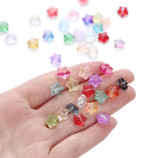 St.kunkka ลูกปัดแก้ว รูปดาวห้าแฉก 8 มม. 34 สี สําหรับทําเครื่องประดับ สร้อยข้อมือ สร้อยคอ DIY 10 ชิ้น