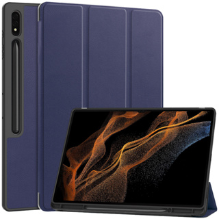 Cover for Samsung Galaxy Tab S9 Ultra 14.6" SM-X910 SM-X916B SM-X918U Tablet PU Book Flip Three Fold TPU Pen Slot Leather Case