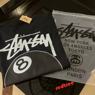 STUSSY เสื้อยืดแขนสั้น ขนาดใหญ่ สีขาว และสีดํา สําหรับผู้ชาย และผู้หญิง