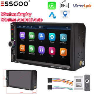 Essgoo เครื่องเล่นวิทยุไร้สาย 2 Din 7 นิ้ว สําหรับรถยนต์ Android AutoVideo Player Mirrorlink DSP AUX 2din