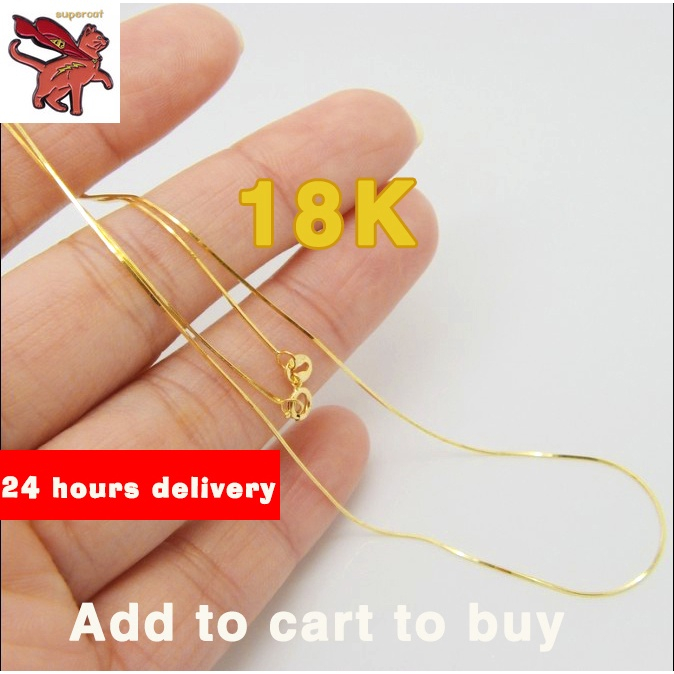 สร้อยคอทองคําสีเหลือง 18K สําหรับผู้หญิง Box Link Chain