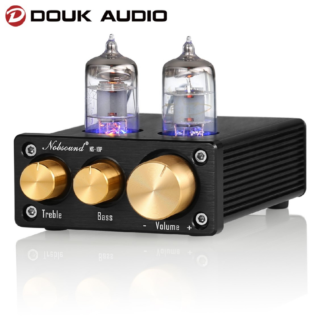 Douk Audio NS-10P HiFi 6J1 หลอด Pre-Amplifier สเตอริโอ Class A Mini Pre-Amp สําหรับเครื่องขยายเสียงดิจิตอล Treble & Bass Tone Control