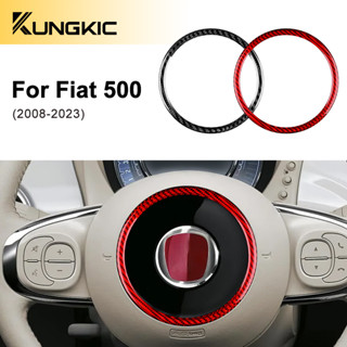 กรอบคาร์บอนไฟเบอร์ ติดพวงมาลัยรถยนต์ สําหรับ Fiat 500 2008-2023