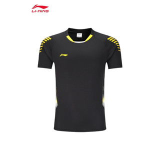 LI NING เสื้อกีฬาแบดมินตันแขนสั้น ระบายอากาศได้ดี แบบแห้งเร็ว สําหรับผู้ชาย และผู้หญิง 2023