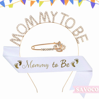 Savoco Mommy To Be Headwear ริบบิ้นไหล่ ผ้าซาติน ผ้าคาดศีรษะ ที่คาดผม อุปกรณ์ปาร์ตี้ แฟชั่น อุปกรณ์ผม SH095