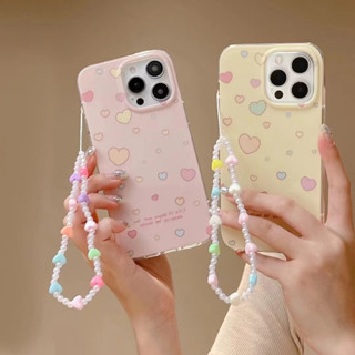 เคสโทรศัพท์มือถือ กันลื่น ลายหัวใจน่ารัก พร้อมสายโซ่คล้อง สําหรับ iPhone 14Pro max 14ProiPhone 14 iPhone13 Pro iPhone 13Pro max iPhone12 Pro 11 Airpods 1 2 Pro 3