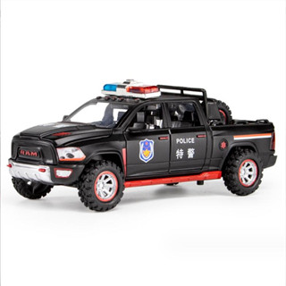 1:32 Dodge RAM รถตํารวจ อัลลอยด์ รถ เสียง และแสง ดึงกลับ เก็บสะสม ยานพาหนะ Diecast รถของเล่น สําหรับเด็ก