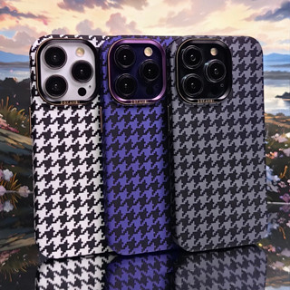 【Houndstooth/PC เคสแข็ง】เคสแข็ง สําหรับ iPhone 13 14 15 pro max