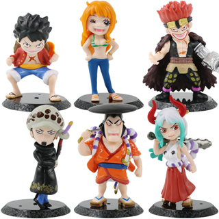 โมเดลฟิกเกอร์ PVC รูปการ์ตูนอนิเมะ One Piece Luffy Water Law Nami Yamato Kozuki Oden Eustass Kid Q Version ขนาด 8-10.5 ซม. ของเล่นสําหรับเด็ก 6 ชิ้น ต่อชุด