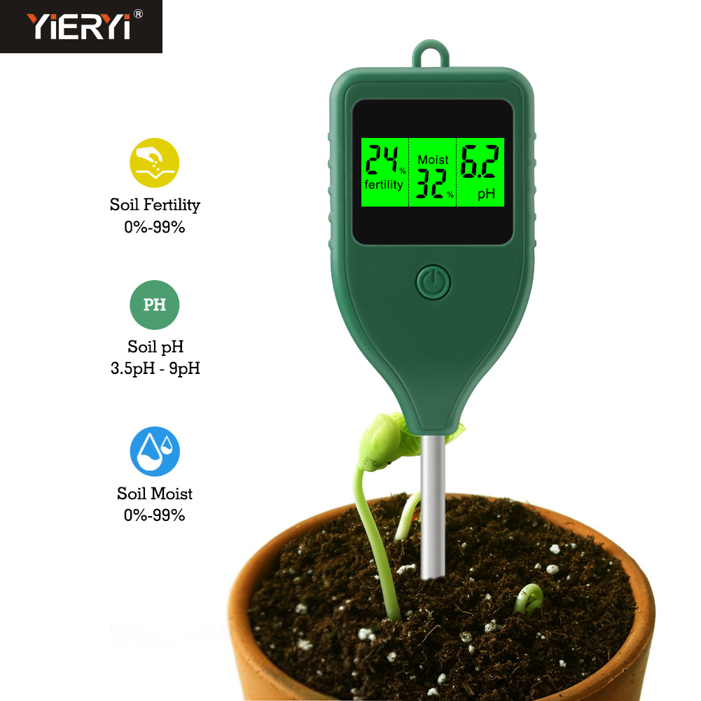 Yieryi 3 in 1 เครื่องทดสอบความชื้นในดินดิจิทัล สําหรับสวน ฟาร์ม กระถางต้นไม้ เรือนกระจก ต้นกล้า