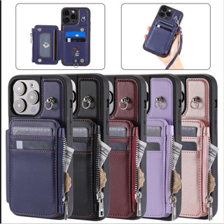 เคสโทรศัพท์หนัง ฝาพับแม่เหล็ก พร้อมช่องใส่บัตร มีซิป สําหรับ Samsung Galaxy A13 A14 A52 A52S 4G 5G A53 A54 5G S23+ S23 Plus S23 Ultra S22+ S22 Plus S22 Ultra S21