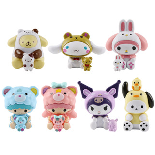 โมเดลฟิกเกอร์ PVC รูปการ์ตูนอนิเมะ Sanrio Kuromi Mymelod Cinnamorol Pochacco Onpompurin Q Version ของเล่นสําหรับเด็ก 7 ชิ้น ต่อชุด