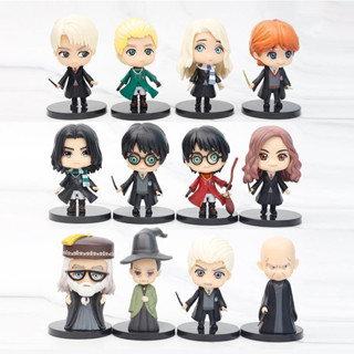 โมเดลฟิกเกอร์ PVC อนิเมะ Harry Potter Lord Voldemort Albus Dumbledore Hermione Weasley Hogwarts School Q Version ของเล่นสําหรับเด็ก 12 ชิ้น ต่อชุด