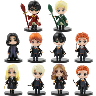 โมเดลฟิกเกอร์ PVC อนิเมะ Harry Potter Harry James Potter Hogwarts School Hermione Ronald Q Version 10 ชิ้น ต่อชุด