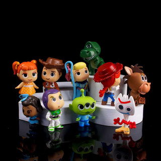 โมเดลฟิกเกอร์ PVC อนิเมะ Toy Story Woody Buzz Lightyear Jessie Forky Bo Peep Rex Aliens Q Version ขนาด 8 ซม. 10 ชิ้น ต่อชุด