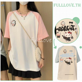 Fulllove แขนสั้น OVERSIZE สไตล์เกาหลีเสื้อยืดใหม่หลวมอินเทอร์เน็ตฮอตแฟชั่นเสื้อผ้าบนถนน