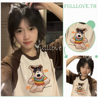 Fulllove เสื้อยืด เสื้อสกีนอักษรหมี เสื้อโอเวอร์ไซส์ เสื้อยืดนิ่ม แขนสั้นแฟชั่น เนื้อผ้าดี